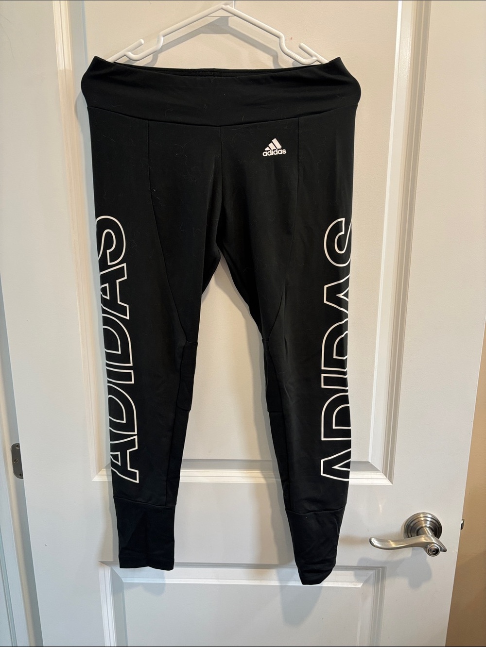 adidas Black Leggings with White Side Logo!